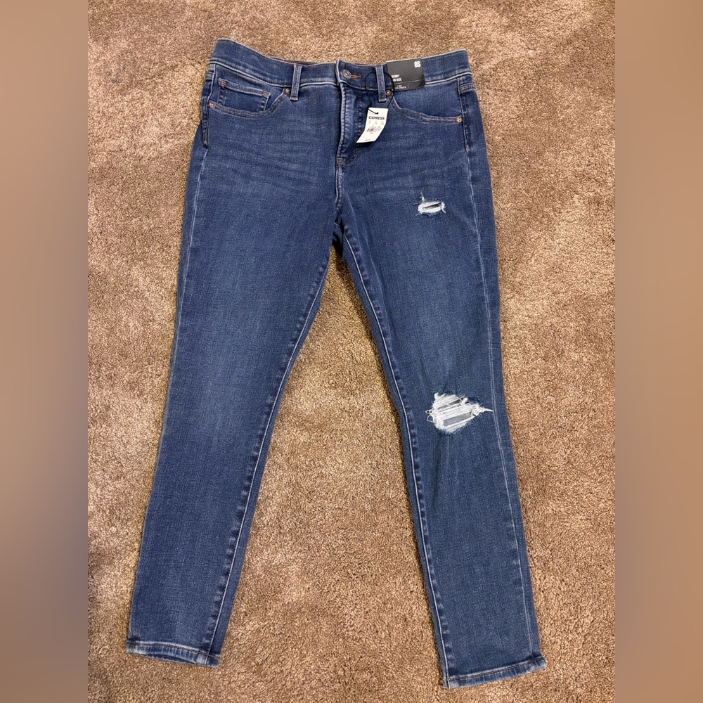 Express Blue Skinny Jeans with Tapered Leg